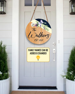 Personalized Door Hanger, Welcome Initial Family Name Round Sign, Custom Family Name Sign, Door Sign