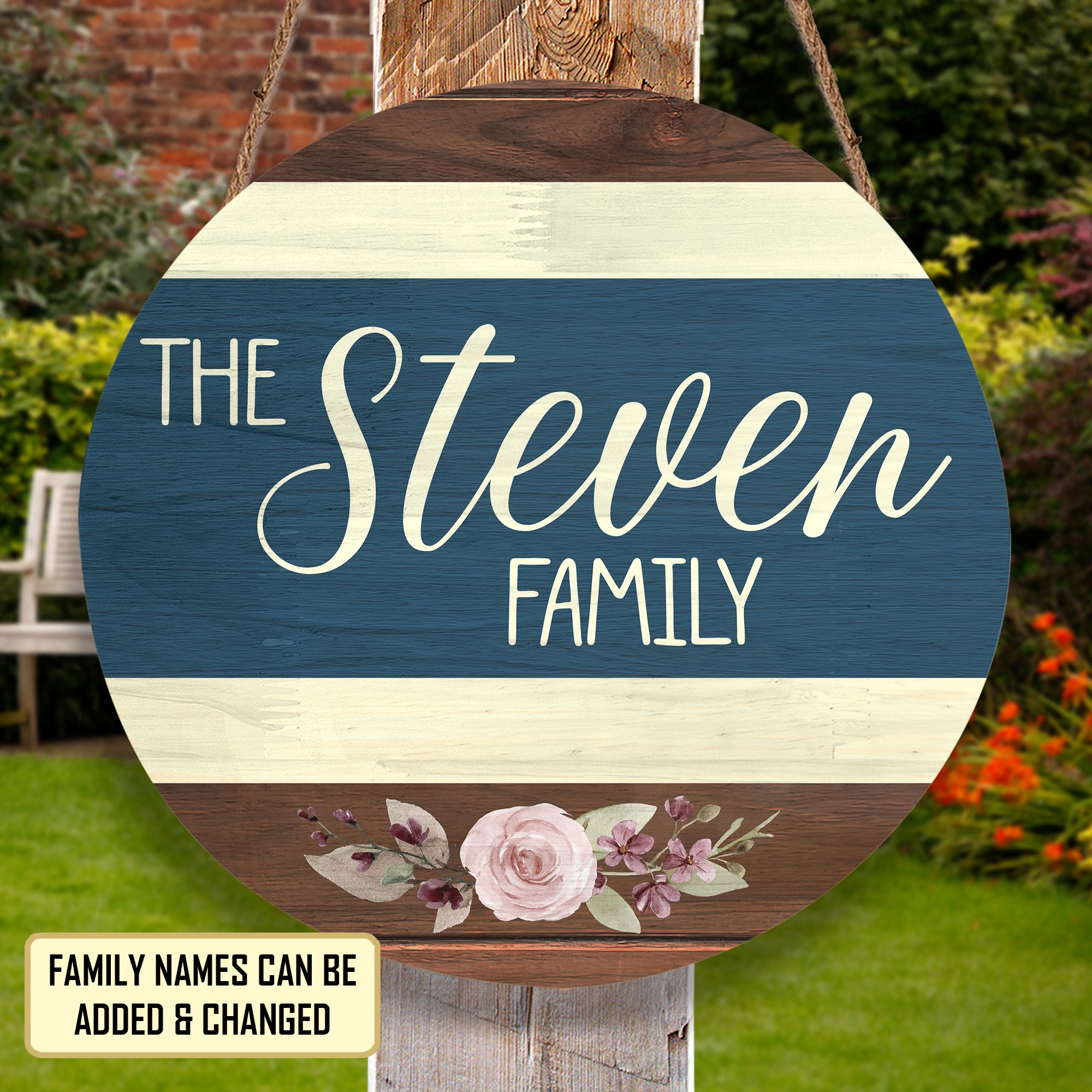 Personalized Door Hanger, Welcome Initial Family Name Round Sign, Custom Family Name Sign, Door Sign