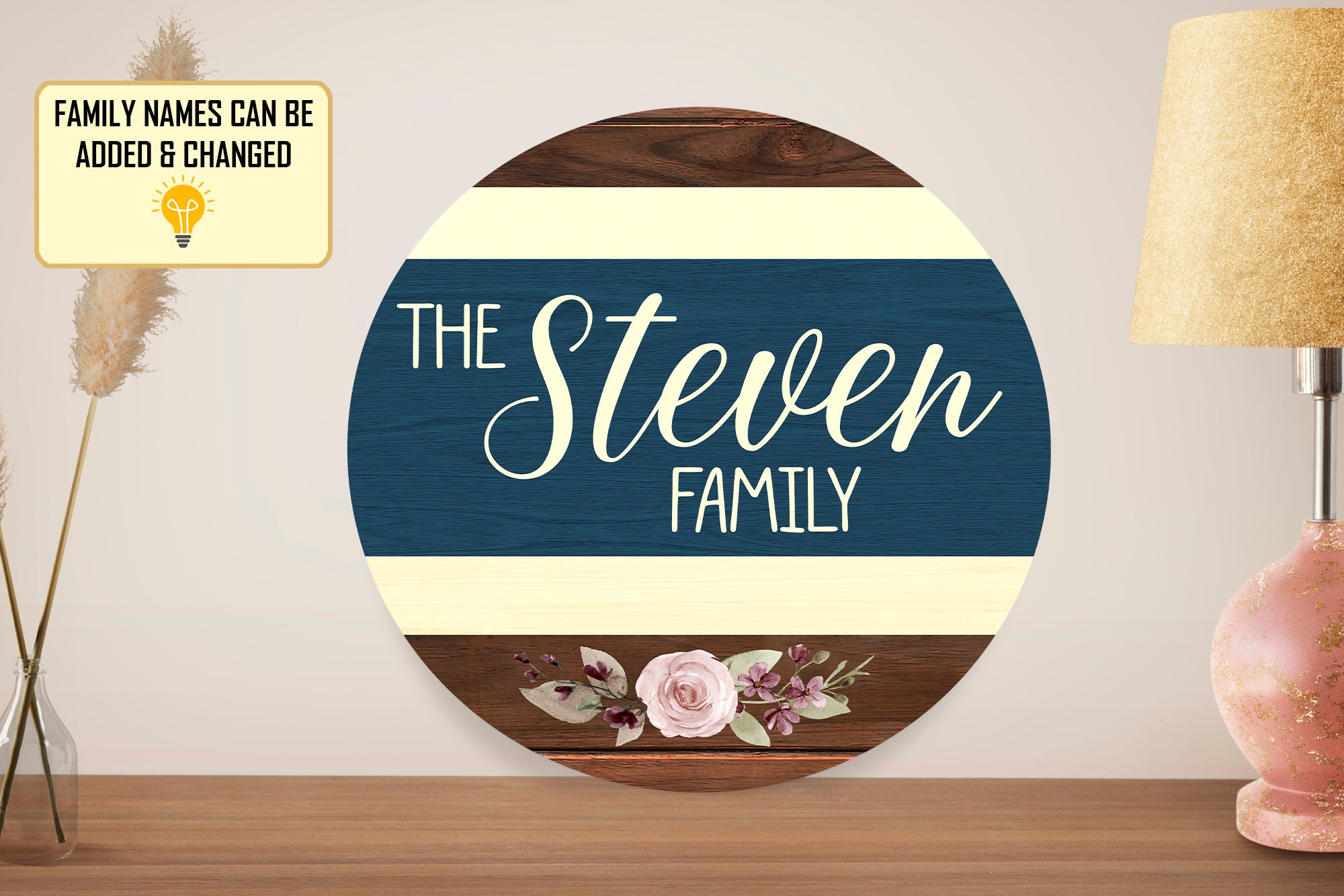 Personalized Door Hanger, Welcome Initial Family Name Round Sign, Custom Family Name Sign, Door Sign