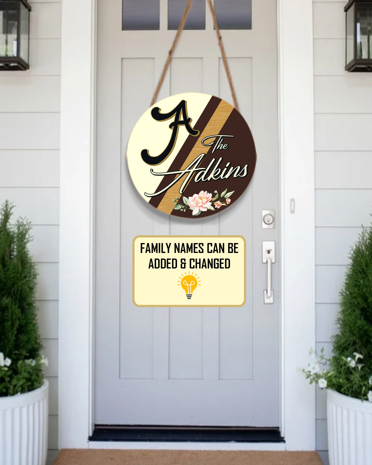 Personalized Door Hanger, Welcome Initial Family Name Round Sign, Custom Family Name Sign, Door Sign