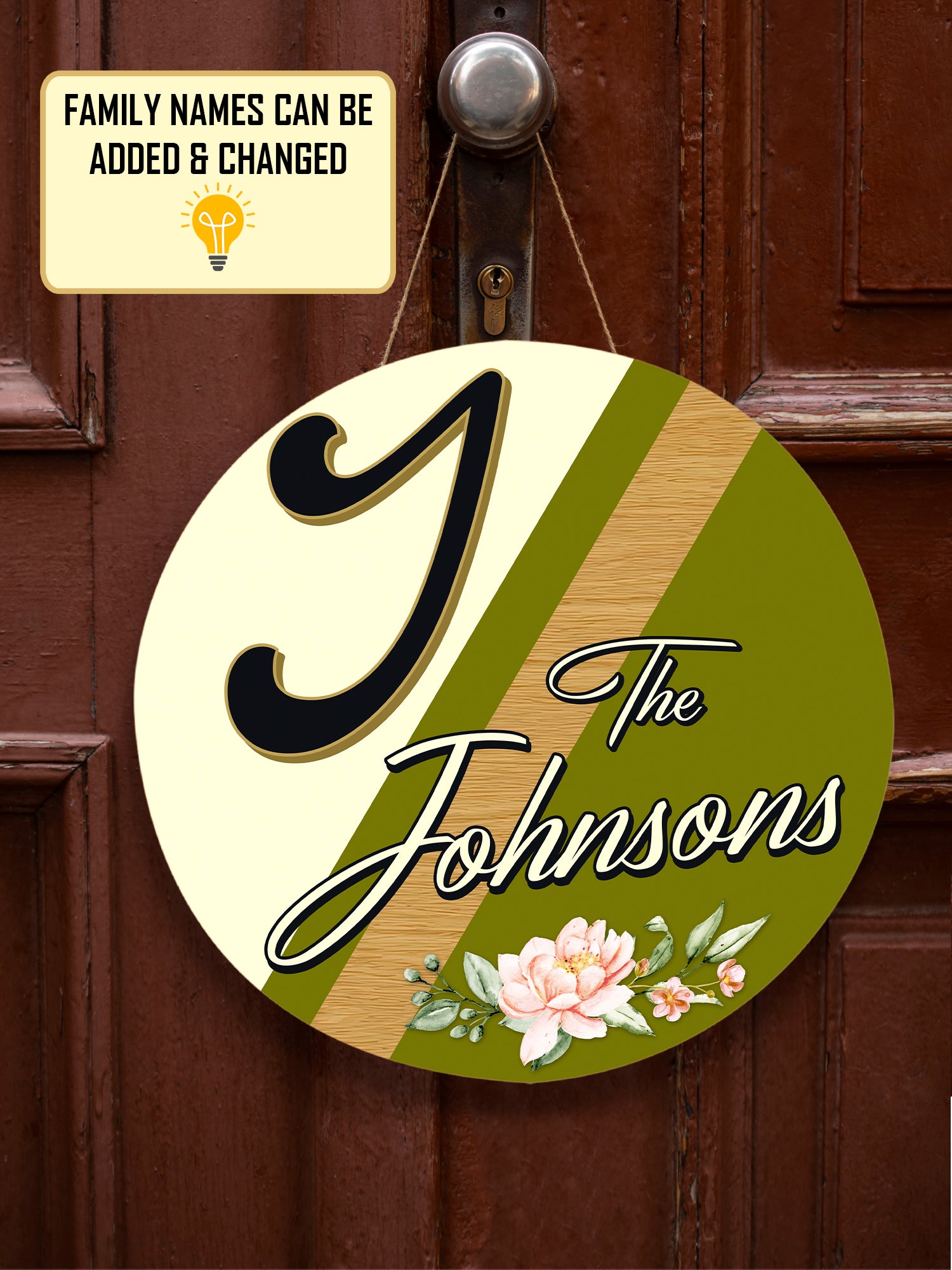 Personalized Door Hanger, Welcome Initial Family Name Round Sign, Custom Family Name Sign, Door Sign