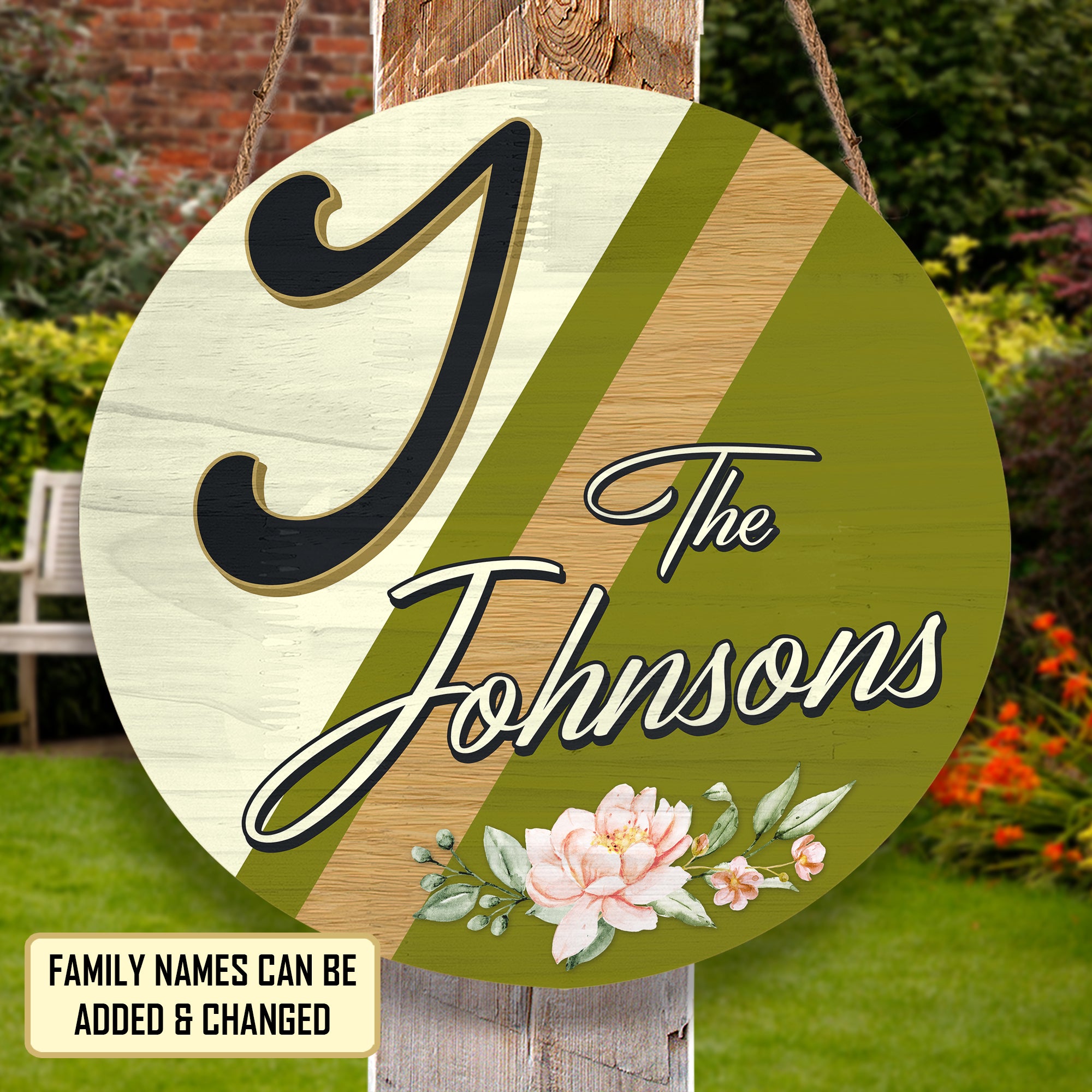 Personalized Door Hanger, Welcome Initial Family Name Round Sign, Custom Family Name Sign, Door Sign