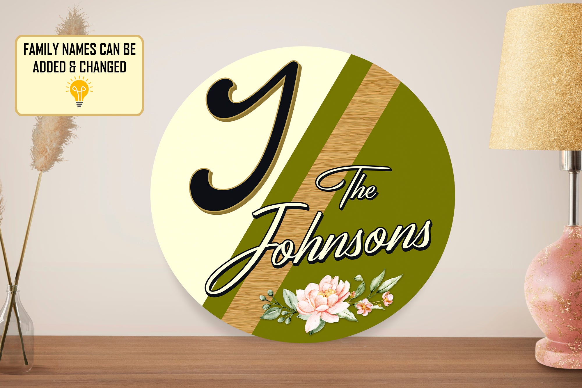 Personalized Door Hanger, Welcome Initial Family Name Round Sign, Custom Family Name Sign, Door Sign