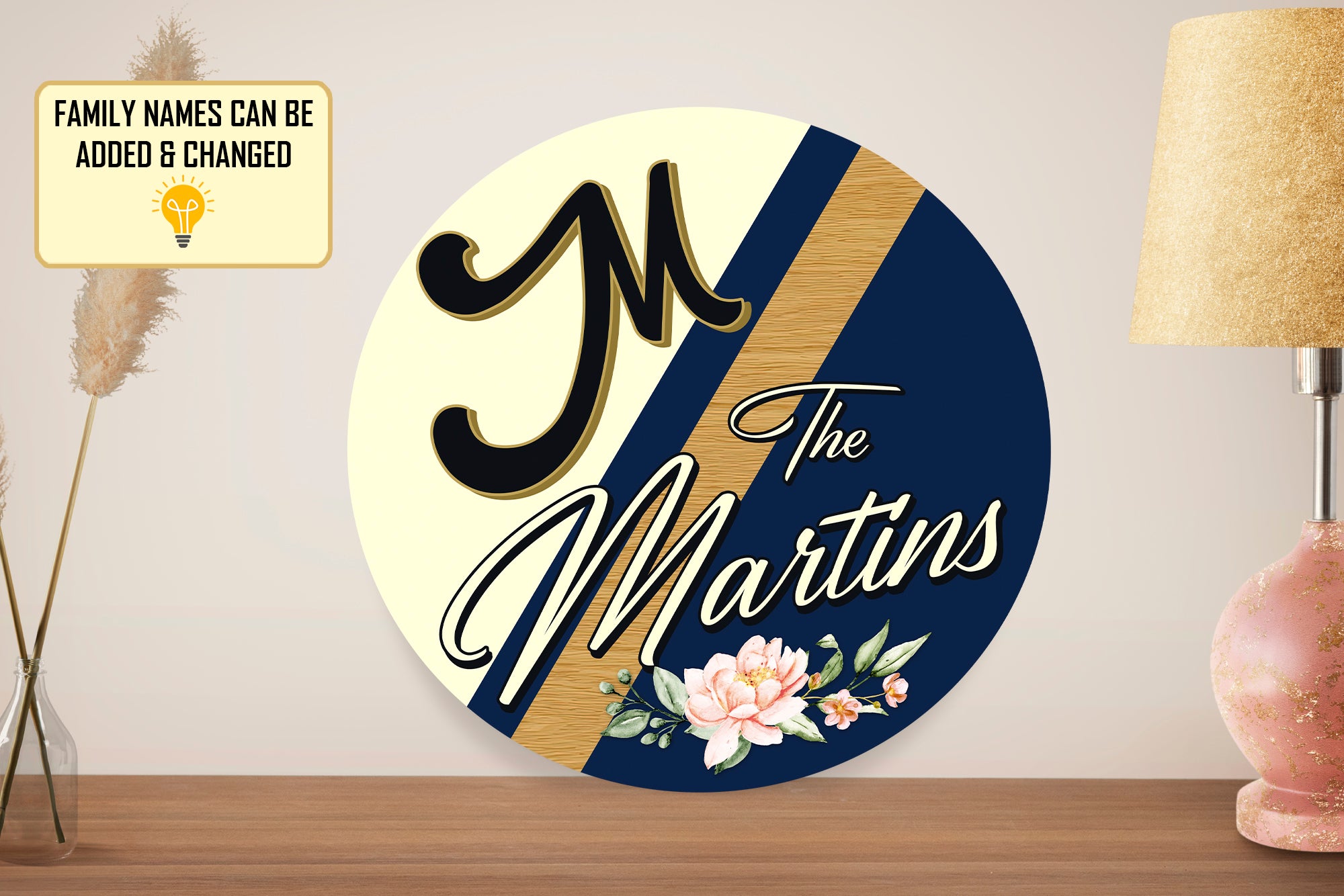 Personalized Door Hanger, Welcome Initial Family Name Round Sign, Custom Family Name Sign, Door Sign