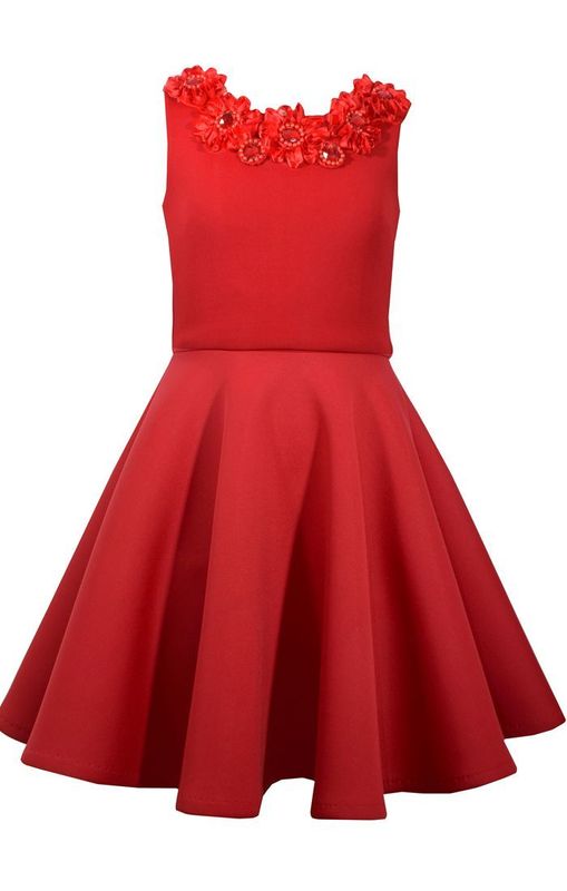 Bonnie Jean Little Girls Rich Red Floral Sequin Holiday Dress