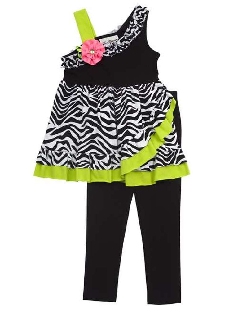 Bonnie Jean Little Girls Zebra Outfit Legging Set
