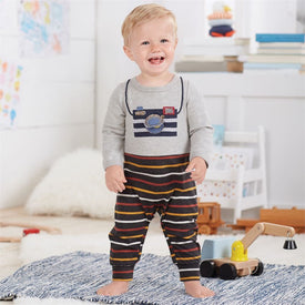 Mud Pie Baby Boy Holiday Monogram ME Oh Snaps Convertible Gown