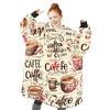 Personalized Blanket Hoodies, Vintage Coffee Pattern Oversized Blanket Hoodie