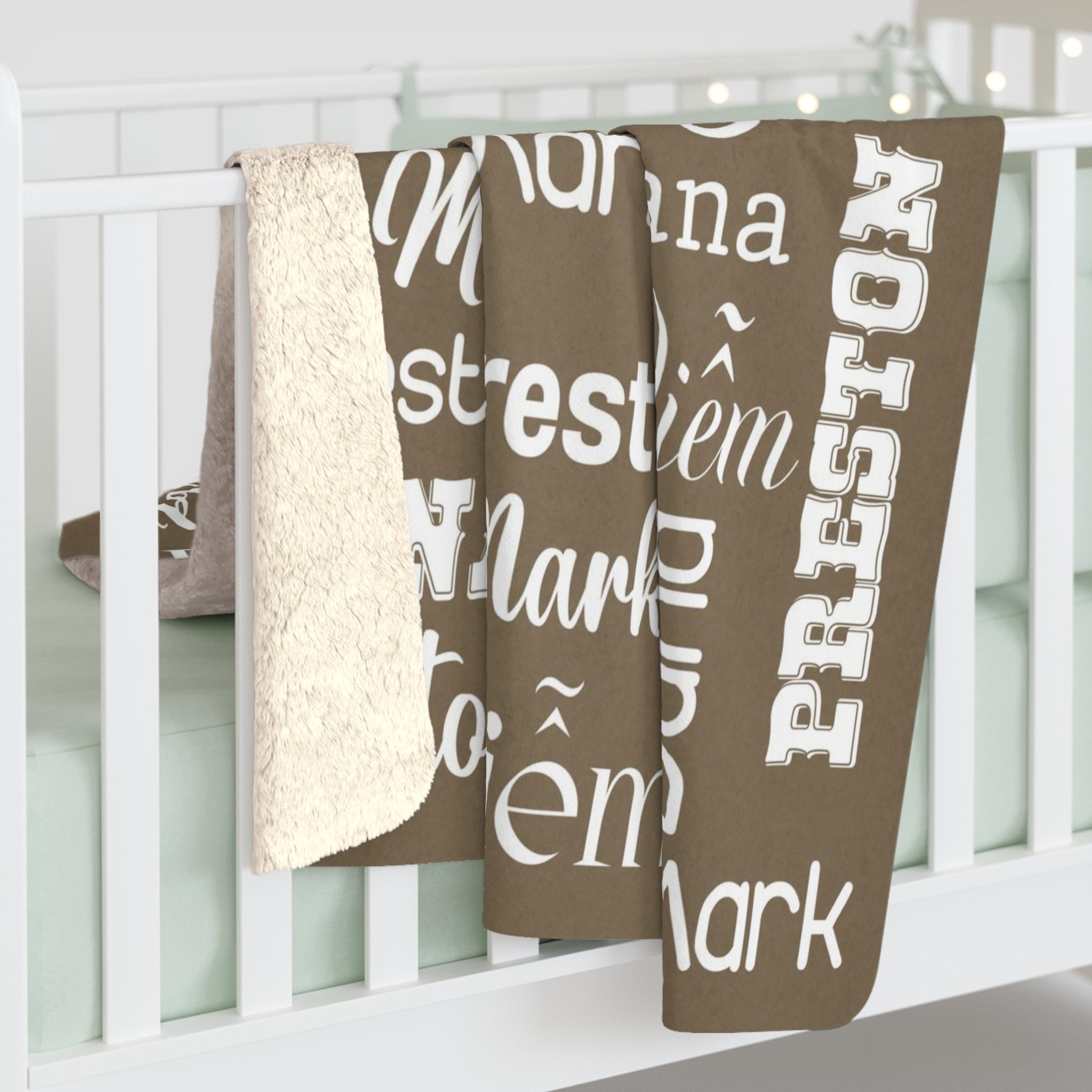 Personalized Family Custom Name Brown Blanket, Family Blanket, Personalize Blanket, Birthday Blanket, Message Blanket, Gift For Family