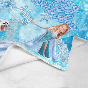 Personalized Birthday Custom Face And Name Blanket, Elsa Girl Blanket, Blanket for Girl, Gift For Daughter, Baby Shower Gift
