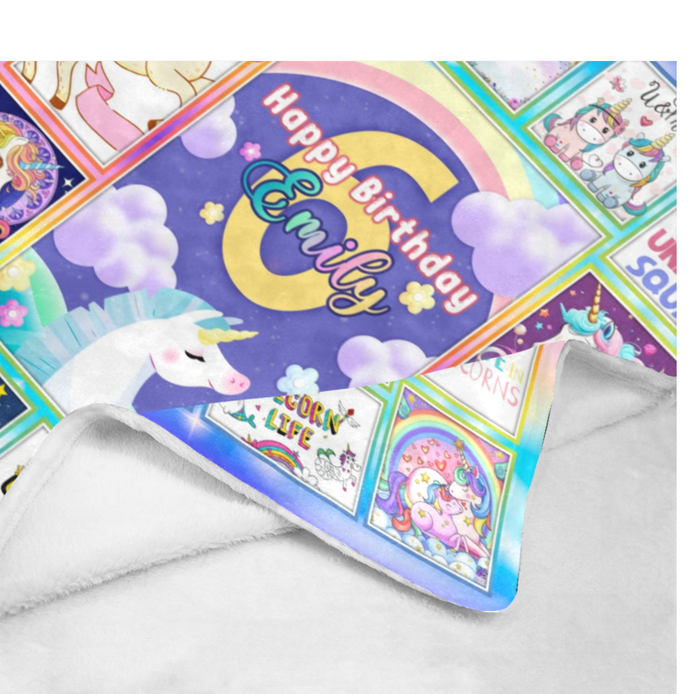 Personalized Unicorn Happy Birthday Girl Custom Name Blanket, Girl Blanket, Unicorn Blanket for Girls, Message Blanket, Gift For Daughter
