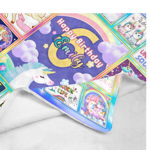 Image of USA Printed Custom Birthday Blanket | Unicorn Happy Birthday Girl Custom Name Blanket, Girl Blanket, Personalized Blanket, Unicorn Blanket for Girls, Message Blanket, Gift For Daughter