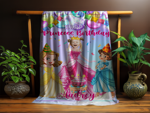 Personalized Princess Birthday Girl Custom Name and Image Blanket, Girl Blanket, Blanket for Girl, Message Blanket, Gift For Daughter, Birthday Gifts