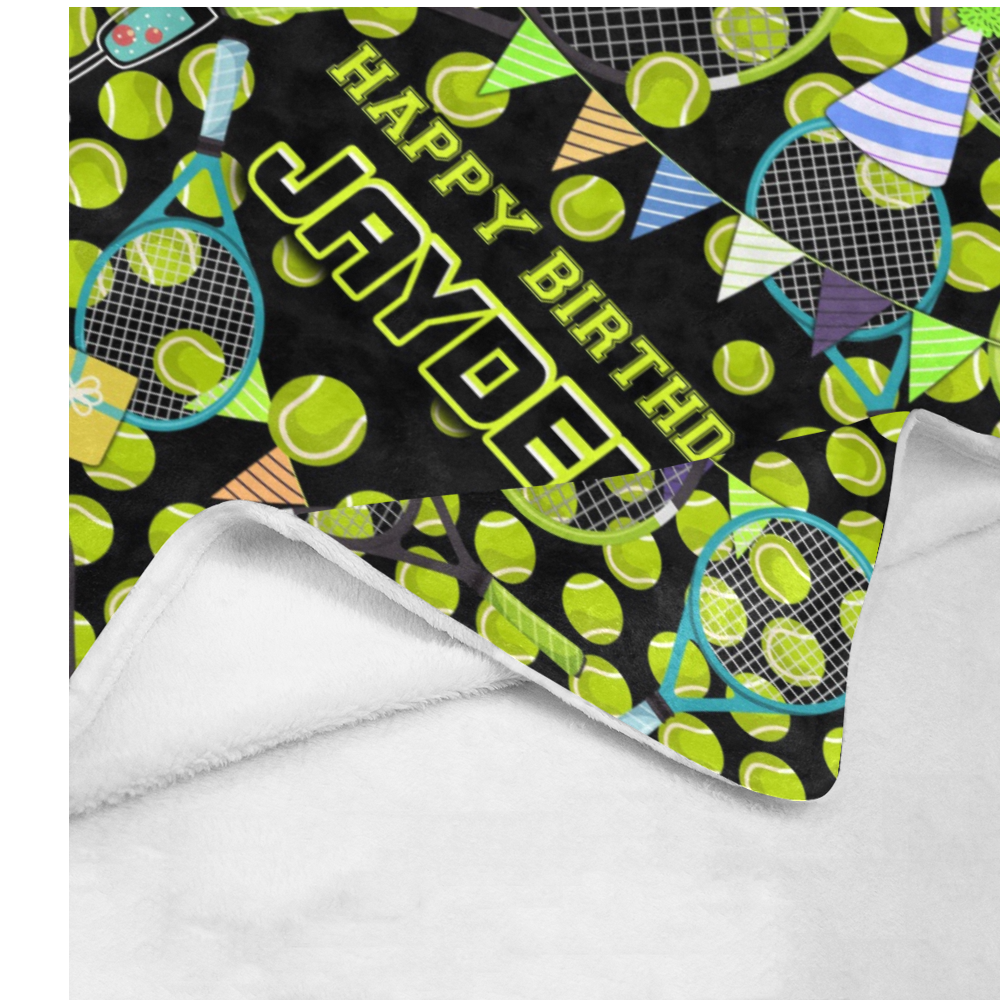 Personalized Happy Birthday Tennis Birthday Custom Name Blanket, Tennis Blanket, Tennis Lovers Blanket, Message Blanket, Birthday Gifts