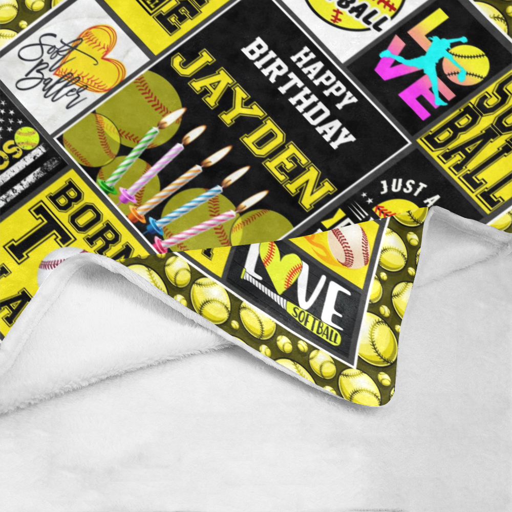 Personalized Happy Birthday Baseball Custom Name Blanket, Baseball Lovers Blanket, Message Blanket, Gift For Baseball Lovers, Birthday Gifts