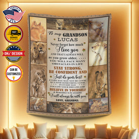 Personalized Grandson Blanket, To My Grandson Custom Name Blanket, Personalize Blanket, Message Blanket, Gift For Grandson