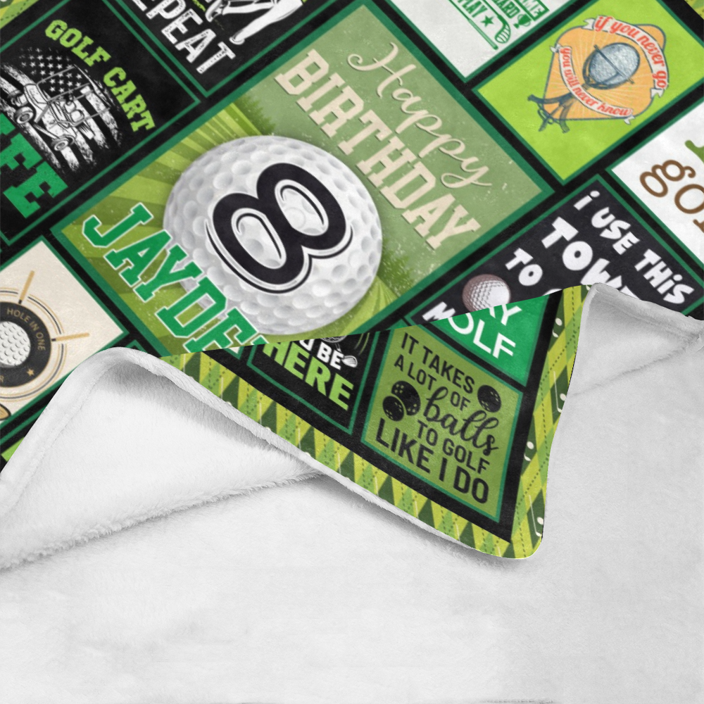 Personalized Happy Birthday Golf Custom Name Blanket, Golf Blanket for Golf Lovers, Blanket Boy, Gifts For Son, Birthday Gifts