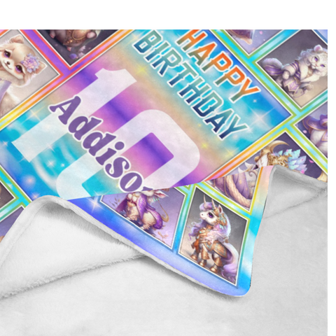 Image of USA Printed Custom Birthday Blanket | Birthday Kid Animal Doll Custom Name Blanket, Doll Blanket, Happy Birthday Blanket, Personalized Blanket, Throw Blanket, Birthday Gift, Baby Shower Gift