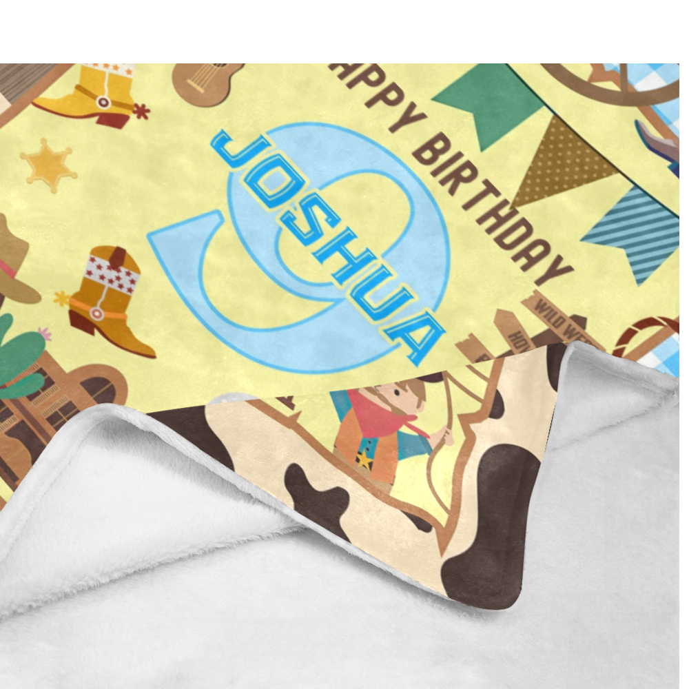 Personalized Cowboy Blanket, Happy Birthday Cowboy Custom Name Blanket, Baby Boy Cowboy Blanket, Western Theme Baby Name Blanket