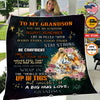Personalized Tiger Grandson Blanket, To My Grandson Tiger Custom Name Blanket, Blanket for Grandson, Message Blanket, Gift For Grandson