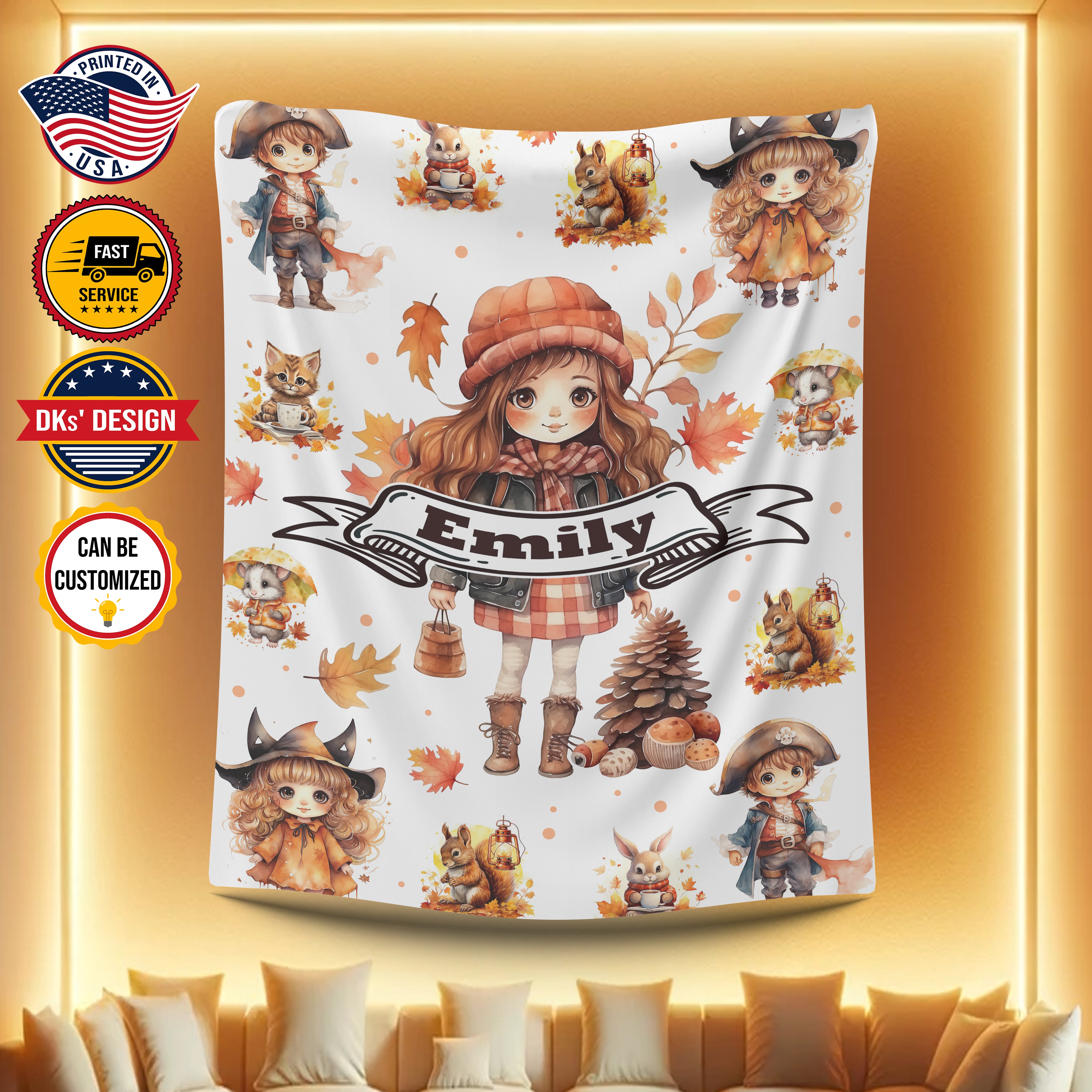 Personalized Doll & Custom Name Blanket, Baby Doll Blanket, Girl 3D Printed Blanket, Blanket for Girl, Baby Shower Gift, Christmas Gifts