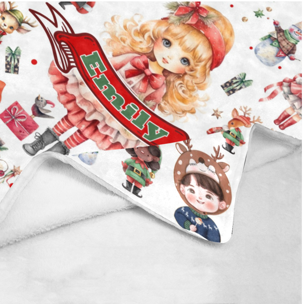 Personalized Christmas Doll & Custom Name Blanket, 3D Printed Blanket, Blanket for Girl, Baby Shower Gift, Christmas Gifts for Girl for Daughter