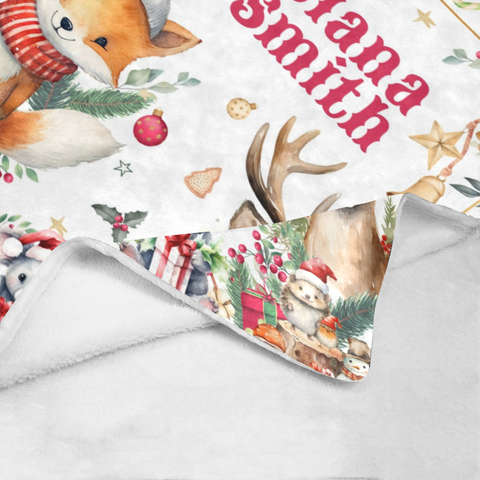 Image of USA Printed Custom Christmas Blanket | Christmas Animals Baby Kid Blanket, Animals Blanket, Happy Birthday Blanket, Personalized Blanket, Birthday Sherpa Blanket, Fleece Blanket, Baby Shower Gift, Christmas Gifts