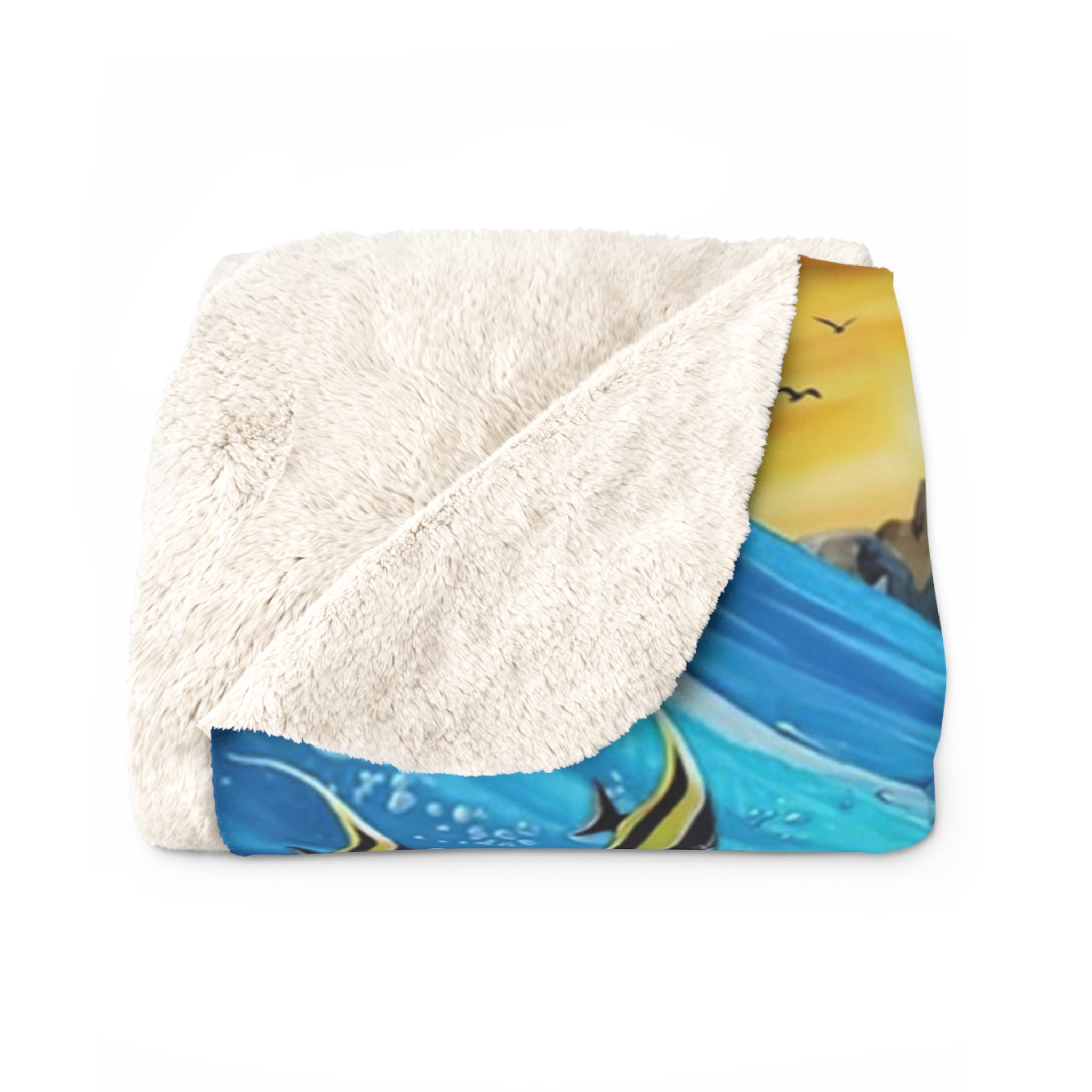 Personalized  Dolphin Under the Sea Creature Custom Name Blanket, Birthday Blanket, Dolphin Blanket, Sea Animals Blanket, Birthday Gift