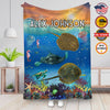 Personalized Stingray Whale Under the Sea Creature Custom Name Blanket, Birthday Blanket, Personalized Ocean Animals Blanket, Baby Shower Gift