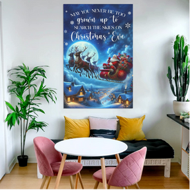 Personalized Christmas Canvas, Custom Christmas Eve Canvas, Christmas Santa Reindeer Canvas, Christmas Gifts