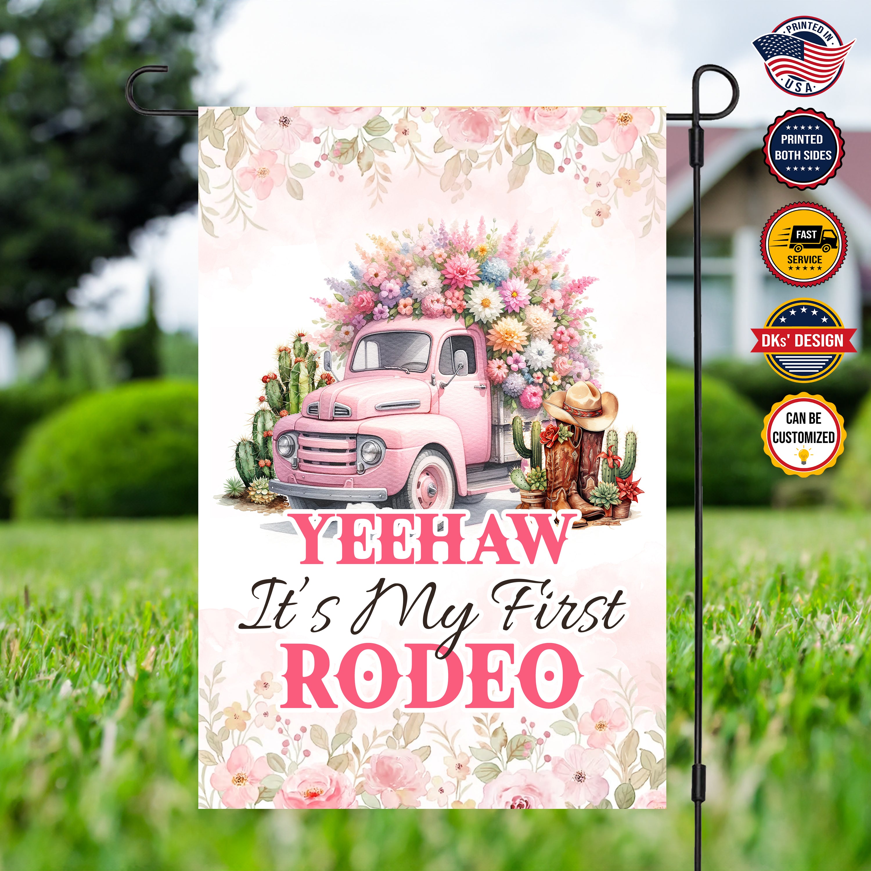 Personalized Birthday Flag, Custom Double Side Cowgirl 1st Birthday Flag, First Redeo Garden Flag, House Flag, Birthday Gift