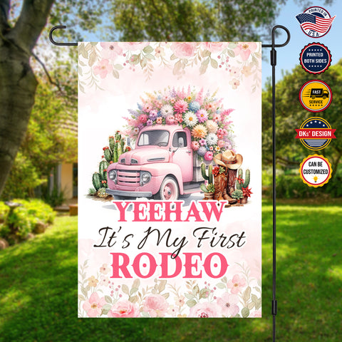 Image of Personalized Birthday Flag, Custom Double Side Cowgirl 1st Birthday Flag, First Redeo Garden Flag, House Flag, Birthday Gift