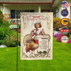 Personalized Thanksgiving Flag, Custom Double Side Thanksgiving Menu Flag, Turkey Garden Flag, House Flag, Thanksgiving Gift