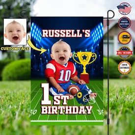 Personalized Birthday Flag, Custom Face & Name Birthday Flag, American Football Flag, Custom Double Side Garden Flag, Birthday Gift