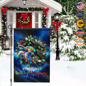 USA MADE Christmas Flag | Personalized Christmas Sea Turtle Flag | Custom Double Side Turtle Christmas Garden Flag, House Flag, Yard Flag