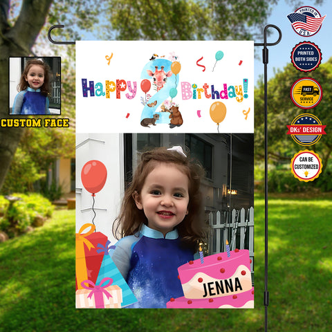 Personalized Birthday Flag, Custom Face & Name Birthday Flag, Custom Double Side Garden Flag, Birthday Gift