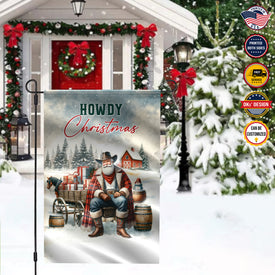 Personalized Christmas Flag, Custom Double Side Cowboy Santa Christmas Flag, Garden Flag, House Flag, Christmas Gift