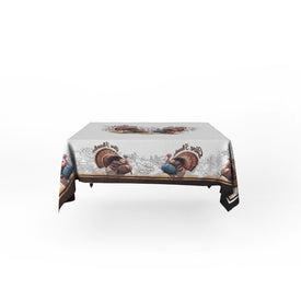 USA MADE Thanksgiving Tablecloth | Thanksgiving Give Thanks Turkey Tablecloth 55.1''x55.1''-Polyester-Table Cover for Dining Table, Easter Dinner Party, Holiday Party Table Decor