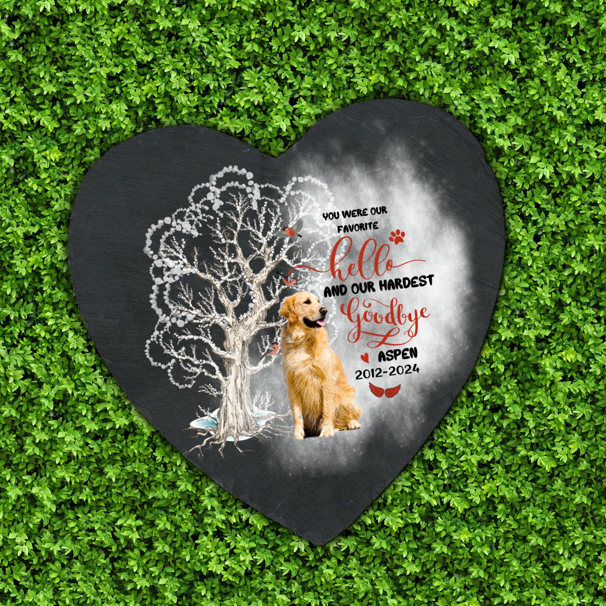 Personalized Pet Memorial Stone With Photo, Favorite Hello Hardest Goodbye Dog Cat Stone, Pet Memorial Gifts, Pet Loss Gifts