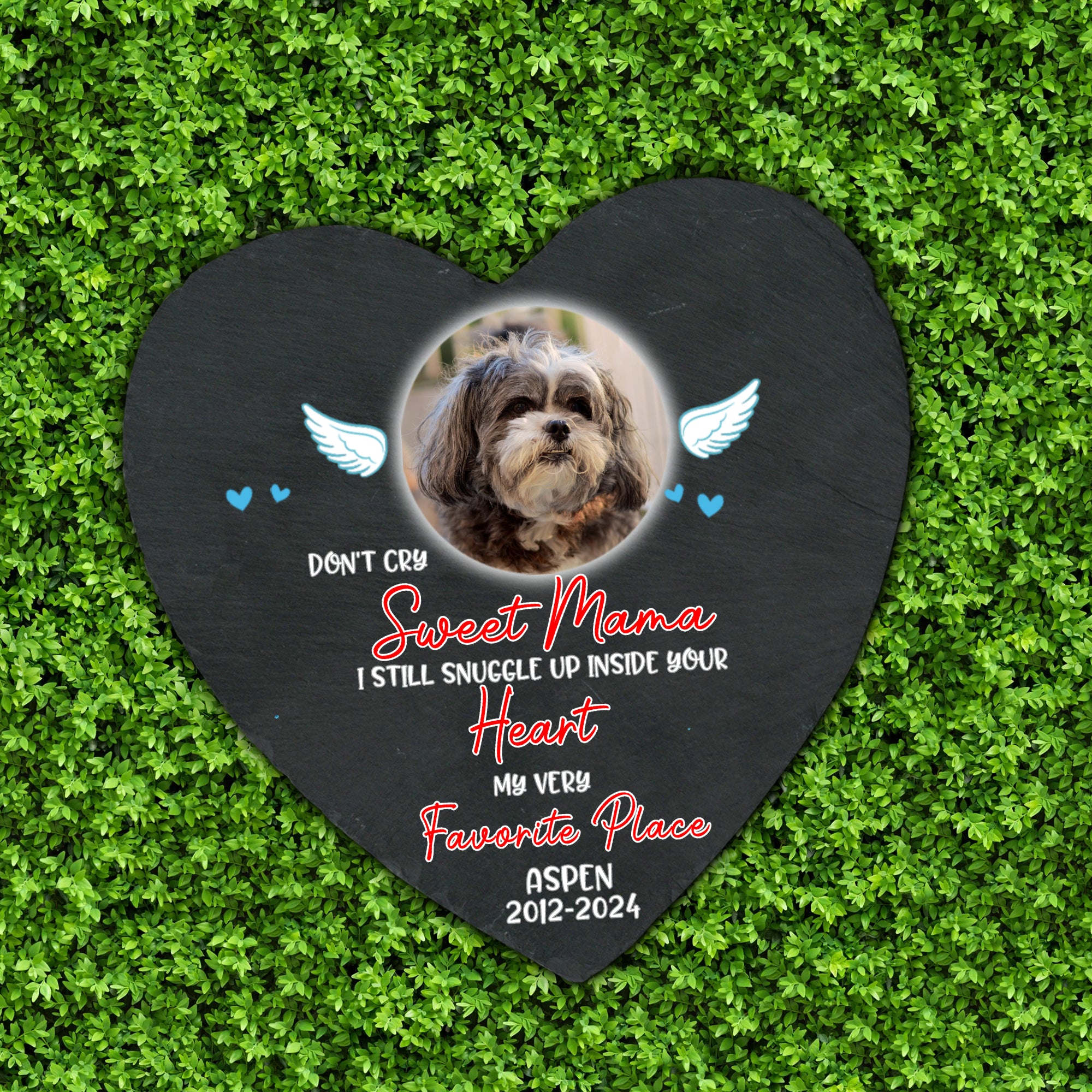 Personalized Pet Memorial Stone With Photo, "Don't Cry Sweet Mama" Dog Cat Grave Stone, Pet Loss Gifts