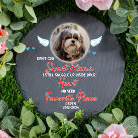 Personalized Pet Memorial Stone With Photo, "Don't Cry Sweet Mama" Dog Cat Grave Stone, Pet Loss Gifts
