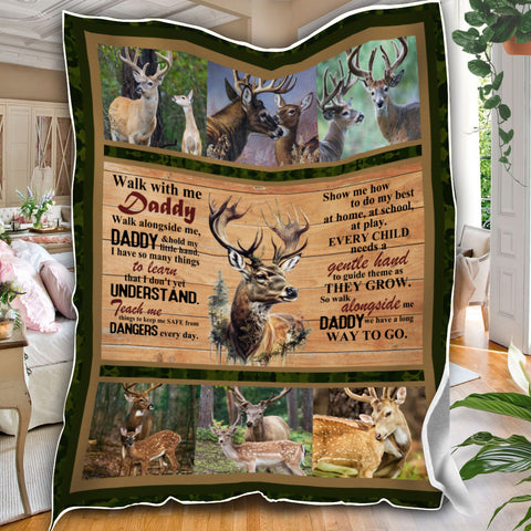 Image of Personalized Dad Blanket, To My Dad Deer Hunting Blanket, To My Dad Blanket, Message Blanket, Father's Day Gift