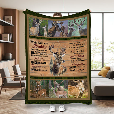 Image of Personalized Dad Blanket, To My Dad Deer Hunting Blanket, To My Dad Blanket, Message Blanket, Father's Day Gift