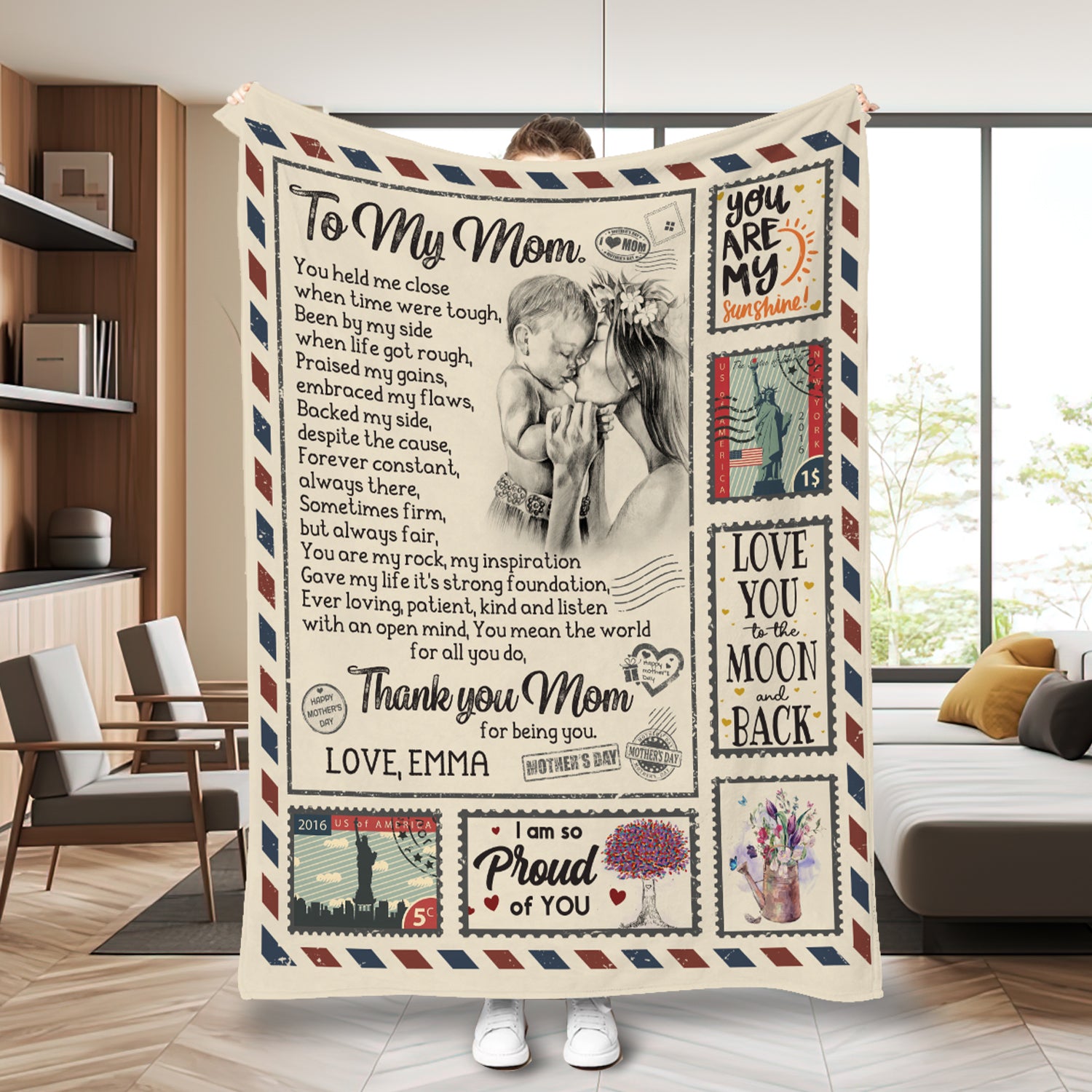 Personalized Mom Blanket, Custom Name Letter To My Mom Blanket, Message Blanket, Mother Blanket, Gift for Mom, Mother's Day Gift
