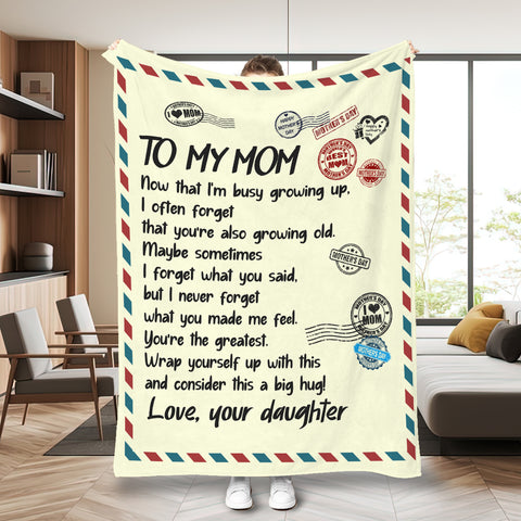 Image of Personalized Mom Blanket, Letter To My Mom Blanket, Message Blanket, Mother Blanket, Gift for Mom, Gift from Daughter, Mother's Day Gift
