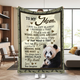 Personalized To My Mom Blanket, Panda Mom Blanket, Message Blanket, Customized Mother's Day Gifts