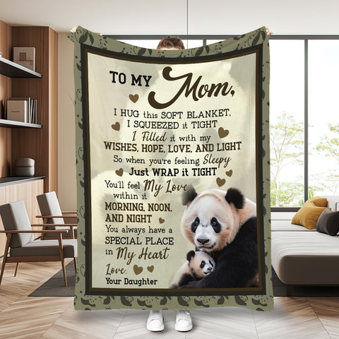 Image of Personalized To My Mom Blanket, Panda Mom Blanket, Message Blanket, Customized Mother's Day Gifts