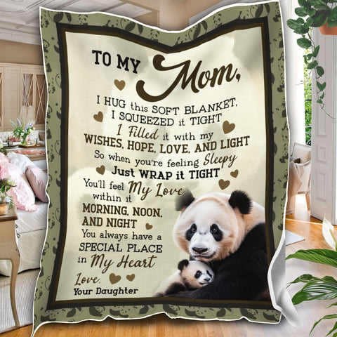 Image of Personalized To My Mom Blanket, Panda Mom Blanket, Message Blanket, Customized Mother's Day Gifts