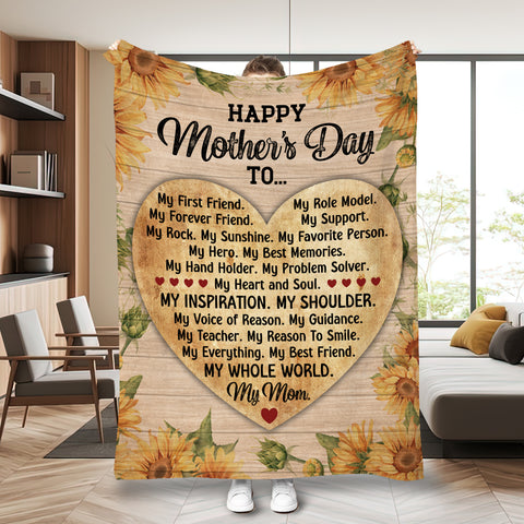 Image of Personalized To My Mom Blanket, My First Friend My Forever Friend Blanket, Message Blanket, Customized Mother's Day Gifts