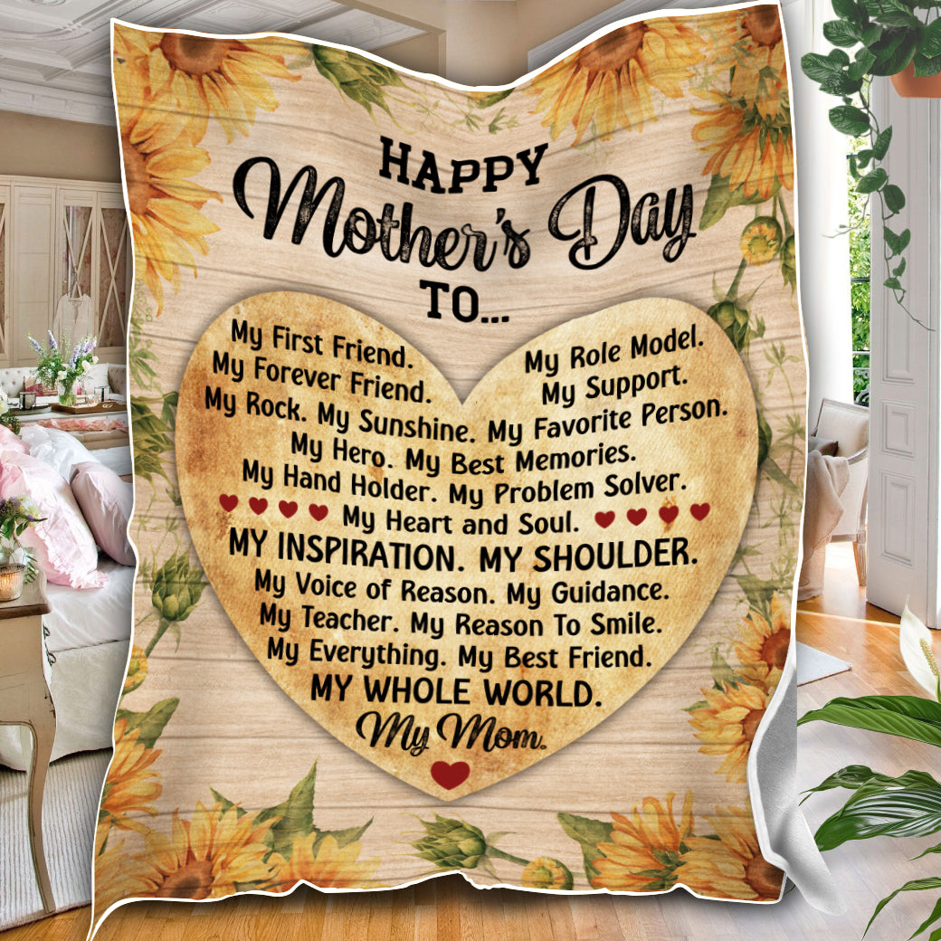 Personalized To My Mom Blanket, My First Friend My Forever Friend Blanket, Message Blanket, Customized Mother's Day Gifts